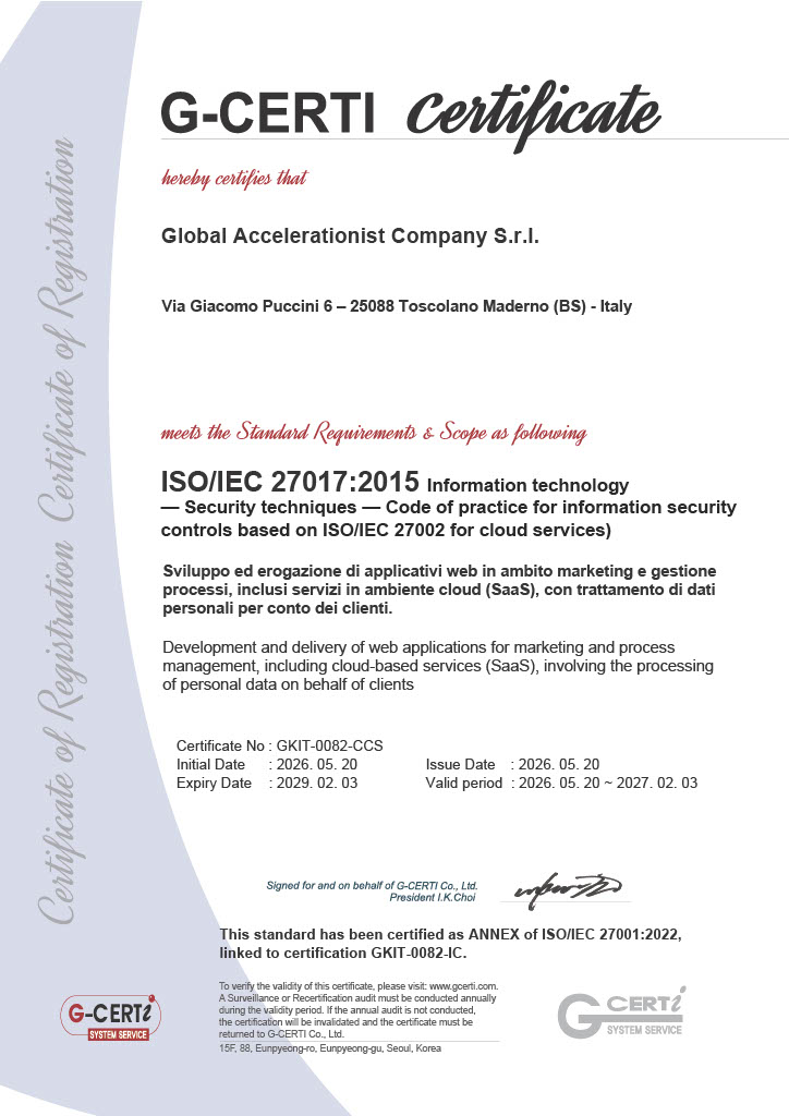 ISO 27017:2015 Certificate